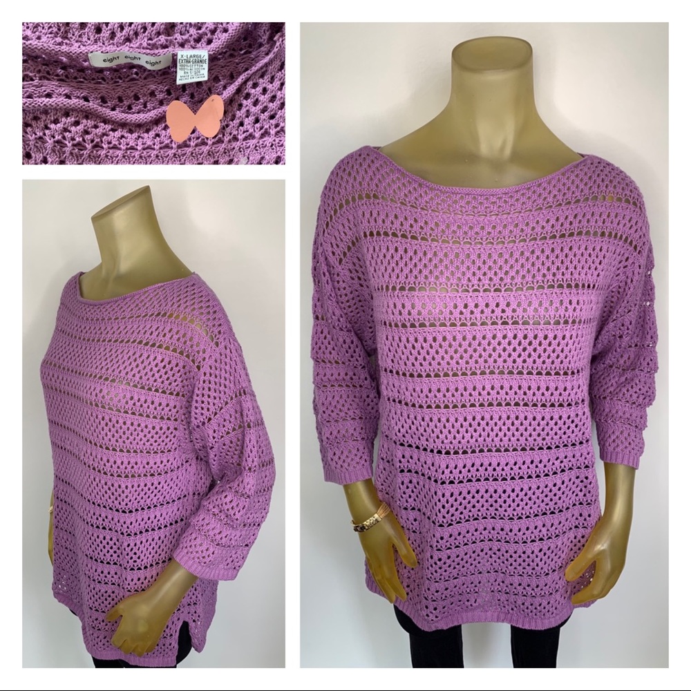 Eight Eight Eight Purple Knit Sweater XL Flowy
